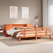 vidaXL Cama com estante sem colchão 180x200 cm pinho maciço