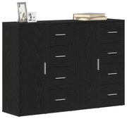 Buffets 2 pcs Carvalho Preto 60x31x84 cm Madeira Engenharia