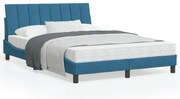 vidaXL Cama com colchão 120x200 cm veludo azul
