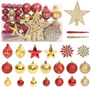 vidaXL 108 pcs conjunto de enfeites de Natal dourado e vermelho
