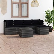 6 pcs conjunto lounge de paletes com almofadões pinho maciço