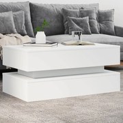 Mesa de centro com luzes LED 90x50x40 cm branco