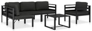 vidaXL 6 pcs conjunto lounge jardim com almofadões alumínio antracite