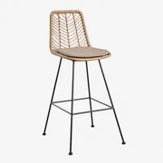 Banco Alto Em Rattan Sintético Gouda Natural Natural & ↑75 Cm & Negro & Castanho Moka - Sklum