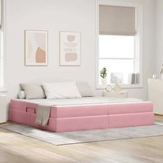 vidaXL Cama com arrumação e colchão Rosa 200 x 200 cm Veludo