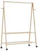 vidaXL Cabide com prateleiras e rodas 132x45,5x155,5 cm bambu