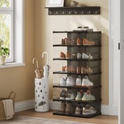 Conjunto de 2 sapateiras com 12 caixas para sapatos em plástico PP (polipropileno) preto e transparente