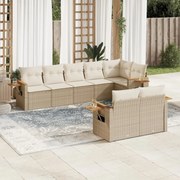 vidaXL 8 pcs conjunto de sofás p/ jardim com almofadões vime PE bege