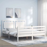 Estrutura de cama com cabeceira 160x200 cm madeira maciça