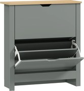 HOMCOM Sapateira com 2 portas basculantes, divisória ajustável para 8-12 pares de sapatos, 72 x 26 x 80 cm, Cinza claro | Aosom Portugal