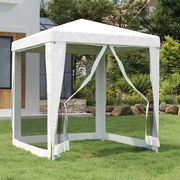vidaXL Tenda para festas com 4 paredes laterais em rede 2x2 m branco