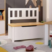 vidaXL Banco de arrumação infantil 60x30x55 cm MDF branco e bege