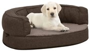 Cama para cães ergonómica 60x42cm aspeto linho pelúcia castanho