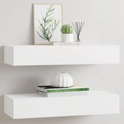 vidaXL Prateleiras de parede com gavetas 2pcs MDF 60x23,5x10 cm branco