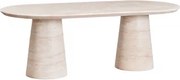 Oval Dining Table 220x95 Cm In Cement Noemi Look Travertino - Sklum