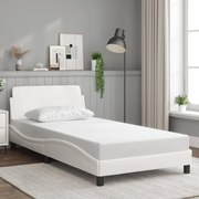 Estrutura cama c/ cabeceira 100x200 cm couro artificial branco