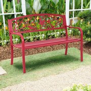 Banco Jardim de 2 lugares Terraço Pátio de varanda 123 x 59,5 x 87,5 cm Vermelho