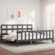 vidaXL Estrutura de cama com cabeceira 200x200 cm madeira maciça cinza