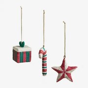 Conjunto De 3 Enfeites De Natal Em Papel Machê Randolf Romã Vermelha - Sklum