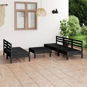 6 pcs conjunto lounge de jardim pinho maciço preto