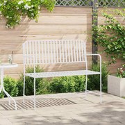 vidaXL Banco de Jardim com Design de Ripas, Branco, 107 cm, em Aço