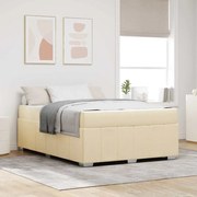 vidaXL Estrutura da Cama com colchão Creme 140 x 200 cm tecido