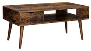 Mesa de Centro VASAGLE com Armazenamento, Gaveta, Compartimento Aberto, Pernas Longas, para Sala de Estar, Sala de Jantar, 100 x 50 x 45 cm, Marrom Rústico LCT028X01