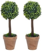 vidaXL Plantas bolas de buxo artificiais c/ vasos 2 pcs 33 cm verde