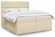 vidaXL Cama com molas/colchão 200x200 cm tecido cor creme