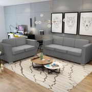 vidaXL Conjunto de sofás, 2 pcs, tecido cinzento claro