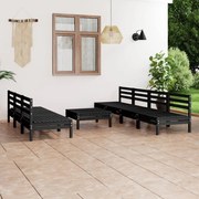 8 pcs conjunto lounge de jardim pinho maciço preto