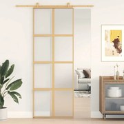 vidaXL Porta deslizante 76x205 cm vidro ESG fosco/alumínio dourado