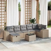 vidaXL 8 pcs conjunto de sofás p/ jardim com almofadões vime PE bege