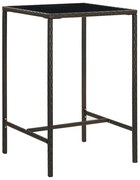 vidaXL Mesa de bar para jardim 70x70x110 cm vidro e vime PE castanho