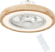 HOMCOM Ventilador de teto com luz e comando remoto, 6 velocidades, brilho ajustável, motor silencioso, castanho claro | Aosom Portugal