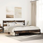 vidaXL Estrutura de cama sem colchão 183x213cm metal carvalho fumado