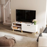 Móvel de TV, mesa de TV com 2 portas, 140 x 40 x 50 cm Branco