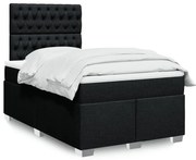 vidaXL Cama com molas/colchão 120x200 cm tecido preto