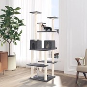 vidaXL Árvore p/ gatos c/ postes arranhadores sisal 167cm cinza-escuro