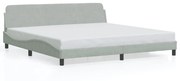 Estrutura de cama c/ cabeceira 200x200 cm veludo cinzento-claro