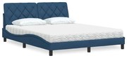 vidaXL Cama com colchão 160x200 cm tecido azul