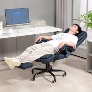 Cadeira de escritório com função de massagem, altura ajustável, encosto reclinável e comando com fio, azul