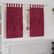Cortinas de Veludo Vermelho Vinho Poliéster 140 x 140 cm
