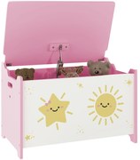 AIYAPLAY Baú Brinquedos Infantil 53 L Caixa de Arrumação Brinquedos Organizador Brinquedos com Tampa Rebatível Pistão a Gás para Livros Roupas 60x37x39 cm Rosa