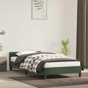 Estrutura de cama sem colchão 80x200 cm veludo verde-escuro