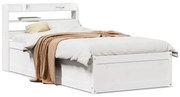 vidaXL Estrutura de cama com cabeceira 100x200cm pinho maciço branco