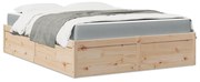 vidaXL Cama com colchão 140x200 cm madeira de pinho maciça