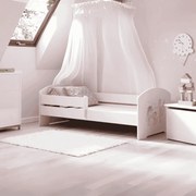 Cama infantil LUK unicórnio e princesa 140x70 branca com grade - colchão e estrado incluído