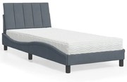 Cama com colchão 90x190 cm veludo cinzento-escuro