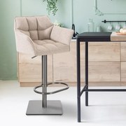 Banco de bar Damaso em tecido e com estrutura prateada 64 x 88-113 x 45 cm Bege marfim